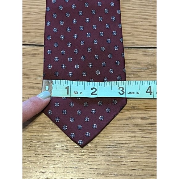 ROBERT TALBOTT MEN'S TIE Red Hand Sewn Silk Printed In Italy Measured - Picture 8 of 12